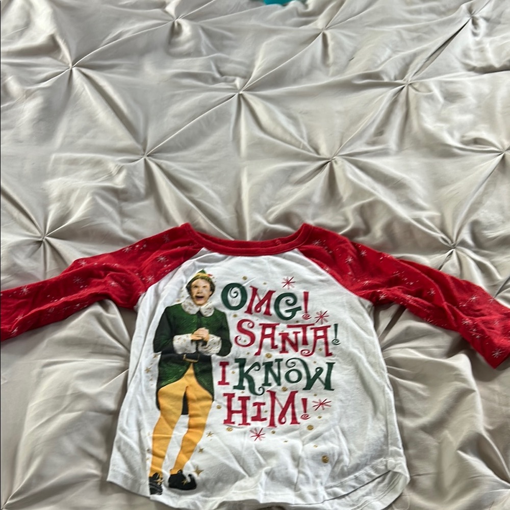 ELF Red and White Long Sleeve Holiday Tee